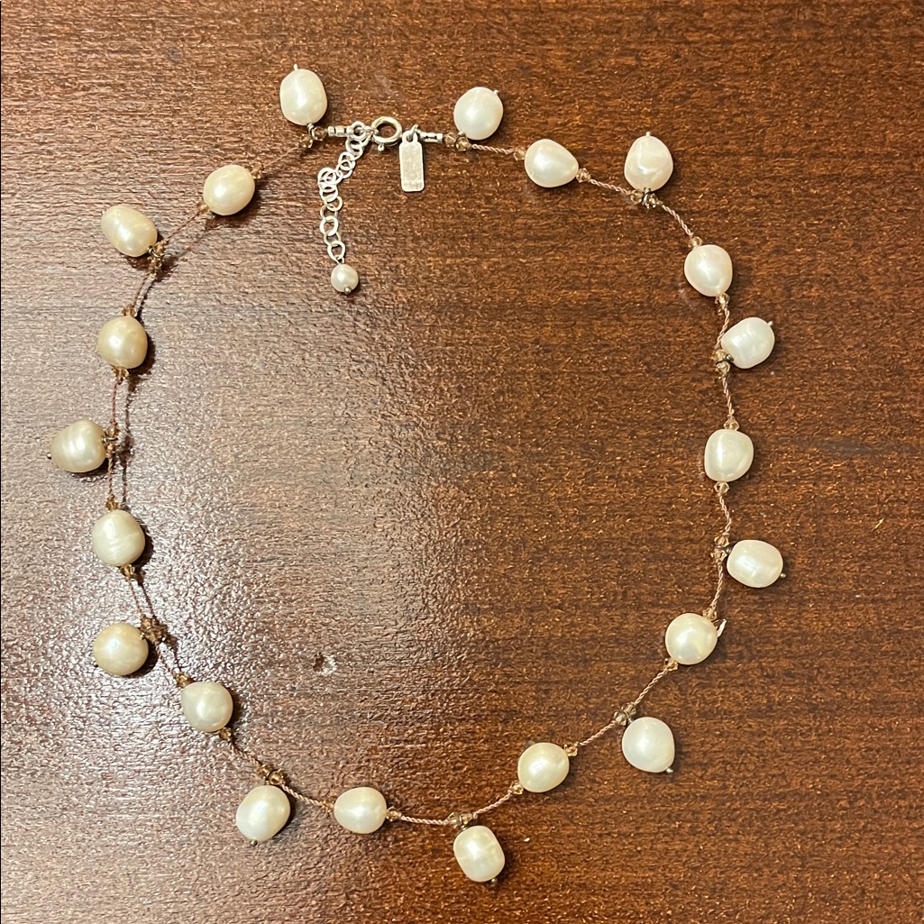 Margo Morrison Freshwater Pearl Necklace With Crystals